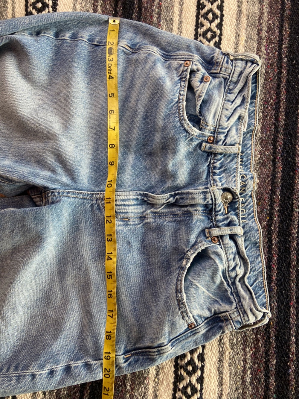 American Eagle Super High Rise Wide Leg Baggy Jeans Distressed 8 X-Long - Picture 7 of 14
